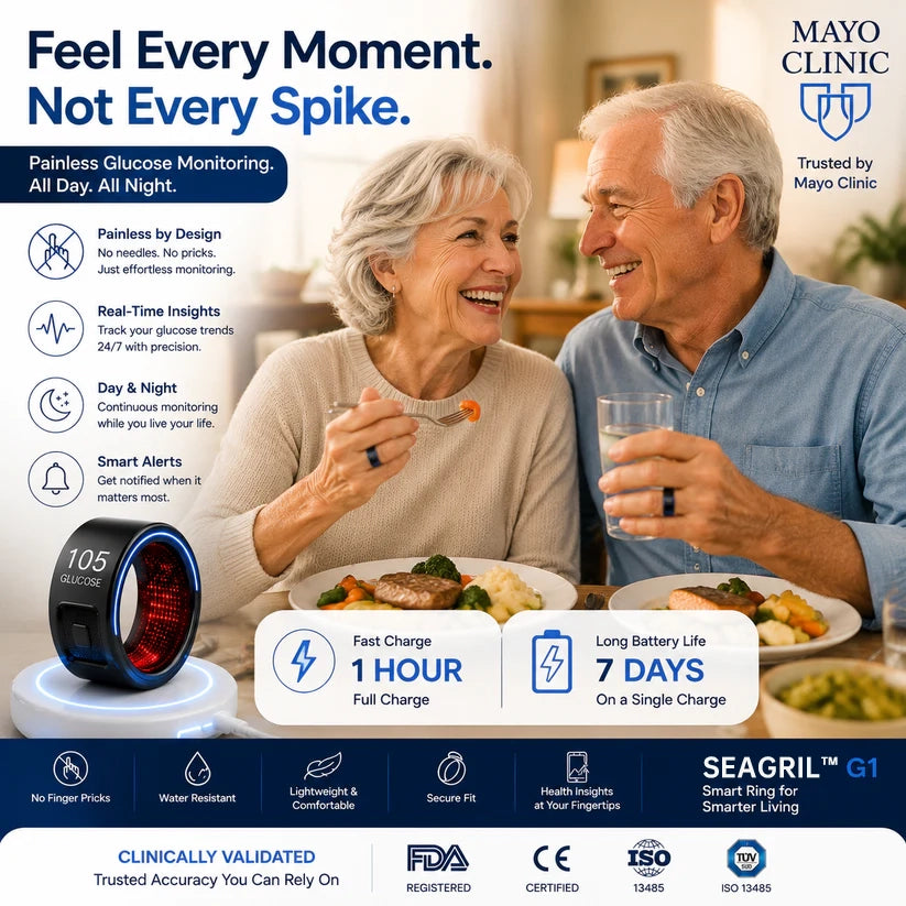 🎉 83% OFF Launch Offer🔥SEAGRIL™ G1 Non-Invasive Smart Ring（Mayo Clinic Recommended）