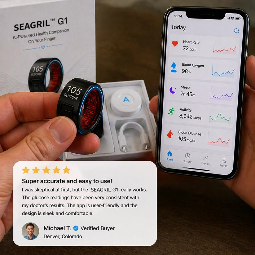 🎉 83% OFF Launch Offer🔥SEAGRIL™ G1 Non-Invasive Smart Ring（Mayo Clinic Recommended）